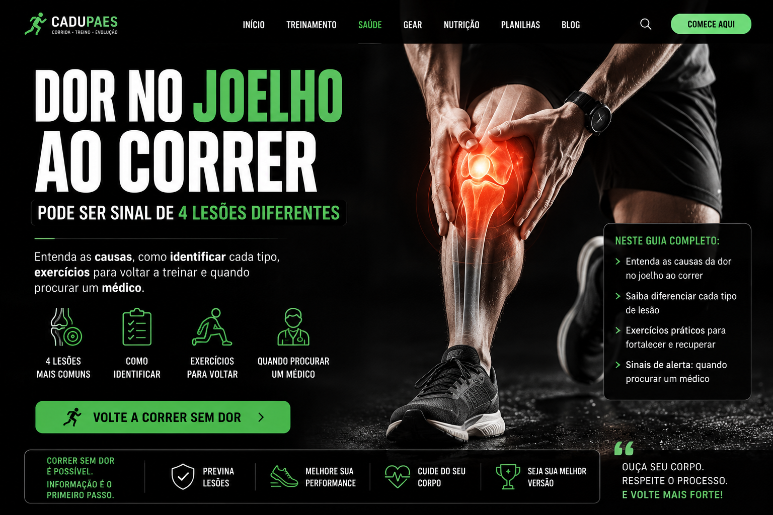 Dor no joelho ao correr